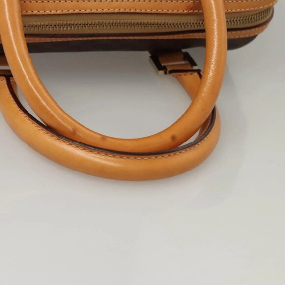 CELINE Macadam Canvas Hand Bag PVC Leather Brown Gold Auth - Picture 6 of 16